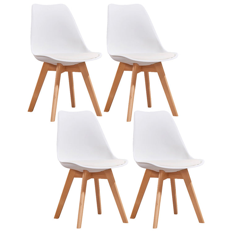 Contemporary Style Dining Room Chair Solid Back Armless Chair for Kitchen White Set of 4 Clearhalo ' kitchen&dining_furn' 'Dining Chairs' 'Dining Tables & Seating' 'dining_chair' 'Furniture' 'furniture_dining_chair' 'Kitchen & Dining Furniture' 'kitchen' 3702906