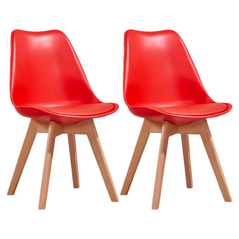 Contemporary Style Dining Room Chair Solid Back Armless Chair for Kitchen Red Set of 2 Clearhalo ' kitchen&dining_furn' 'Dining Chairs' 'Dining Tables & Seating' 'dining_chair' 'Furniture' 'furniture_dining_chair' 'Kitchen & Dining Furniture' 'kitchen' 3702909