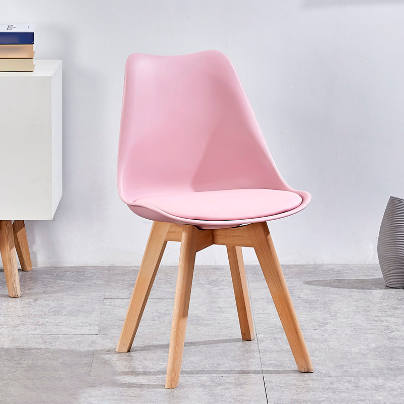 Contemporary Style Dining Room Chair Solid Back Armless Chair for Kitchen Pink 1 Piece Clearhalo ' kitchen&dining_furn' 'Dining Chairs' 'Dining Tables & Seating' 'dining_chair' 'Furniture' 'furniture_dining_chair' 'Kitchen & Dining Furniture' 'kitchen' 3702913