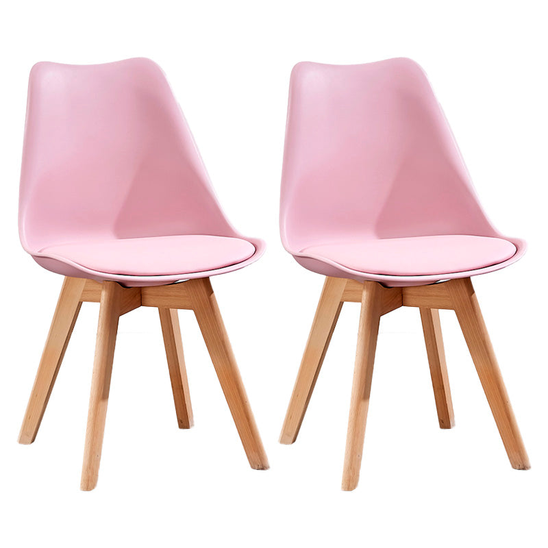 Contemporary Style Dining Room Chair Solid Back Armless Chair for Kitchen Pink Set of 2 Clearhalo ' kitchen&dining_furn' 'Dining Chairs' 'Dining Tables & Seating' 'dining_chair' 'Furniture' 'furniture_dining_chair' 'Kitchen & Dining Furniture' 'kitchen' 3702914