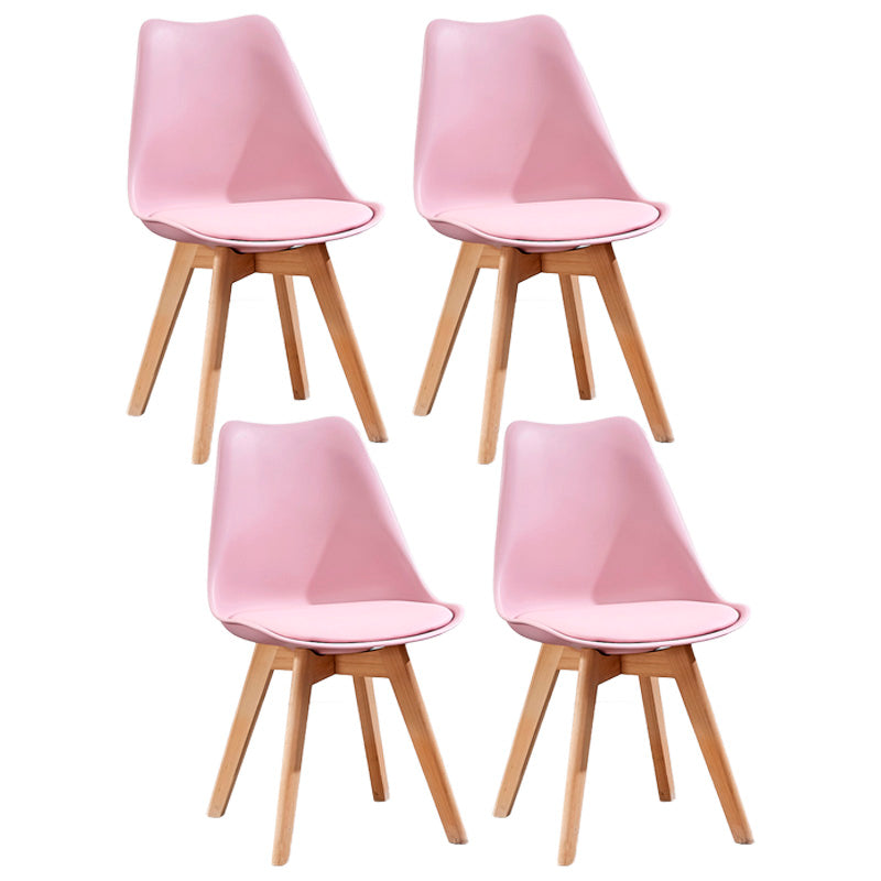 Contemporary Style Dining Room Chair Solid Back Armless Chair for Kitchen Pink Set of 4 Clearhalo ' kitchen&dining_furn' 'Dining Chairs' 'Dining Tables & Seating' 'dining_chair' 'Furniture' 'furniture_dining_chair' 'Kitchen & Dining Furniture' 'kitchen' 3702915