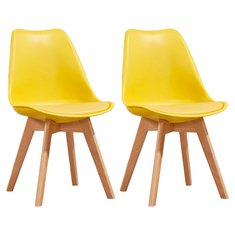 Contemporary Style Dining Room Chair Solid Back Armless Chair for Kitchen Yellow Set of 2 Clearhalo ' kitchen&dining_furn' 'Dining Chairs' 'Dining Tables & Seating' 'dining_chair' 'Furniture' 'furniture_dining_chair' 'Kitchen & Dining Furniture' 'kitchen' 3702917