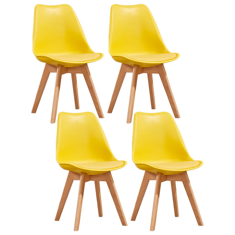 Contemporary Style Dining Room Chair Solid Back Armless Chair for Kitchen Yellow Set of 4 Clearhalo ' kitchen&dining_furn' 'Dining Chairs' 'Dining Tables & Seating' 'dining_chair' 'Furniture' 'furniture_dining_chair' 'Kitchen & Dining Furniture' 'kitchen' 3702918