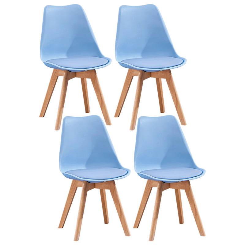 Contemporary Style Dining Room Chair Solid Back Armless Chair for Kitchen Blue Set of 4 Clearhalo ' kitchen&dining_furn' 'Dining Chairs' 'Dining Tables & Seating' 'dining_chair' 'Furniture' 'furniture_dining_chair' 'Kitchen & Dining Furniture' 'kitchen' 3702921