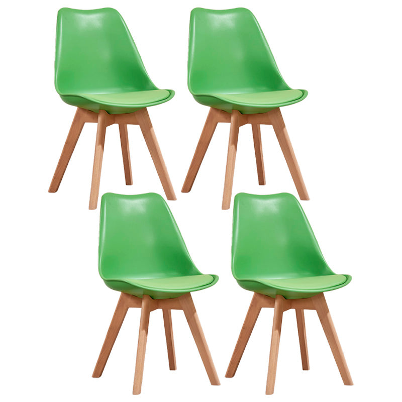 Contemporary Style Dining Room Chair Solid Back Armless Chair for Kitchen Green Set of 4 Clearhalo ' kitchen&dining_furn' 'Dining Chairs' 'Dining Tables & Seating' 'dining_chair' 'Furniture' 'furniture_dining_chair' 'Kitchen & Dining Furniture' 'kitchen' 3702927