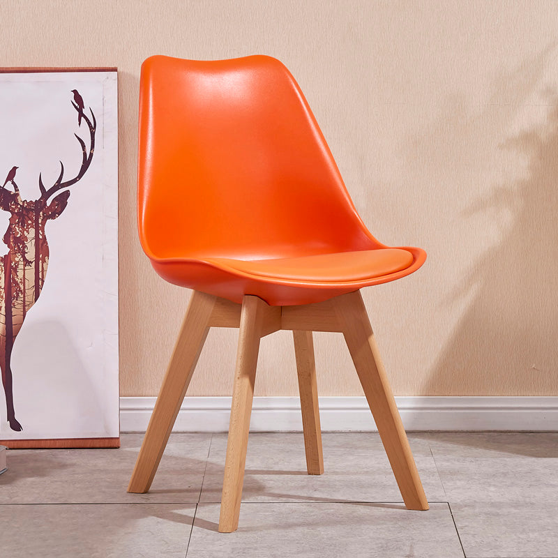 Contemporary Style Dining Room Chair Solid Back Armless Chair for Kitchen Orange 1 Piece Clearhalo ' kitchen&dining_furn' 'Dining Chairs' 'Dining Tables & Seating' 'dining_chair' 'Furniture' 'furniture_dining_chair' 'Kitchen & Dining Furniture' 'kitchen' 3702931