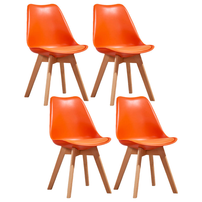 Contemporary Style Dining Room Chair Solid Back Armless Chair for Kitchen Orange Set of 4 Clearhalo ' kitchen&dining_furn' 'Dining Chairs' 'Dining Tables & Seating' 'dining_chair' 'Furniture' 'furniture_dining_chair' 'Kitchen & Dining Furniture' 'kitchen' 3702933