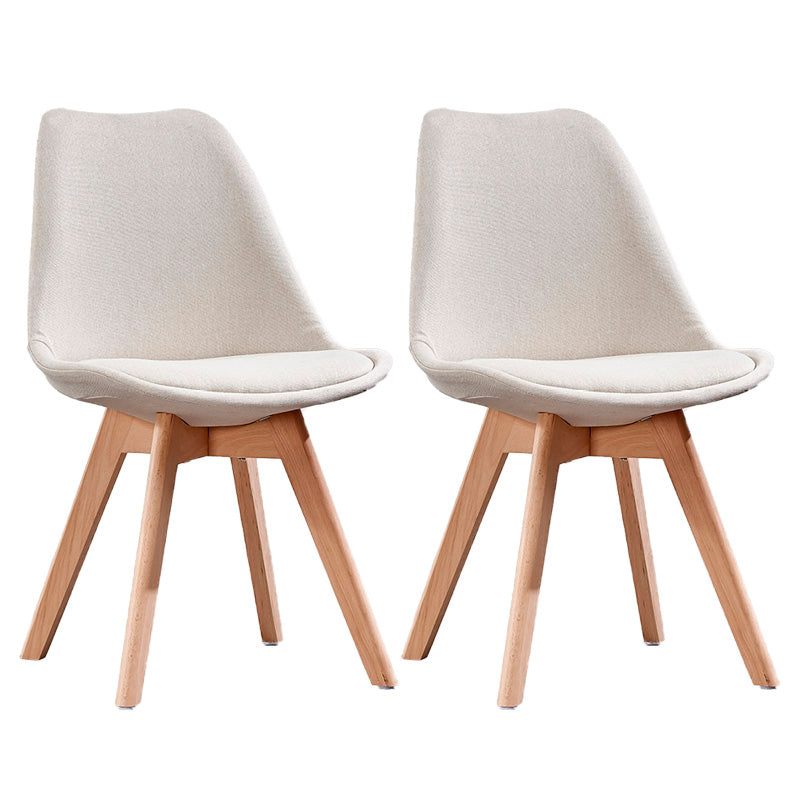 Contemporary Style Dining Room Chair Solid Back Armless Chair for Kitchen Off-White Set of 2 Clearhalo ' kitchen&dining_furn' 'Dining Chairs' 'Dining Tables & Seating' 'dining_chair' 'Furniture' 'furniture_dining_chair' 'Kitchen & Dining Furniture' 'kitchen' 3702934