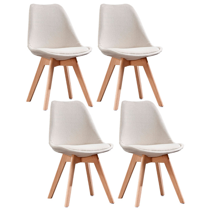 Contemporary Style Dining Room Chair Solid Back Armless Chair for Kitchen Off-White Set of 4 Clearhalo ' kitchen&dining_furn' 'Dining Chairs' 'Dining Tables & Seating' 'dining_chair' 'Furniture' 'furniture_dining_chair' 'Kitchen & Dining Furniture' 'kitchen' 3702935