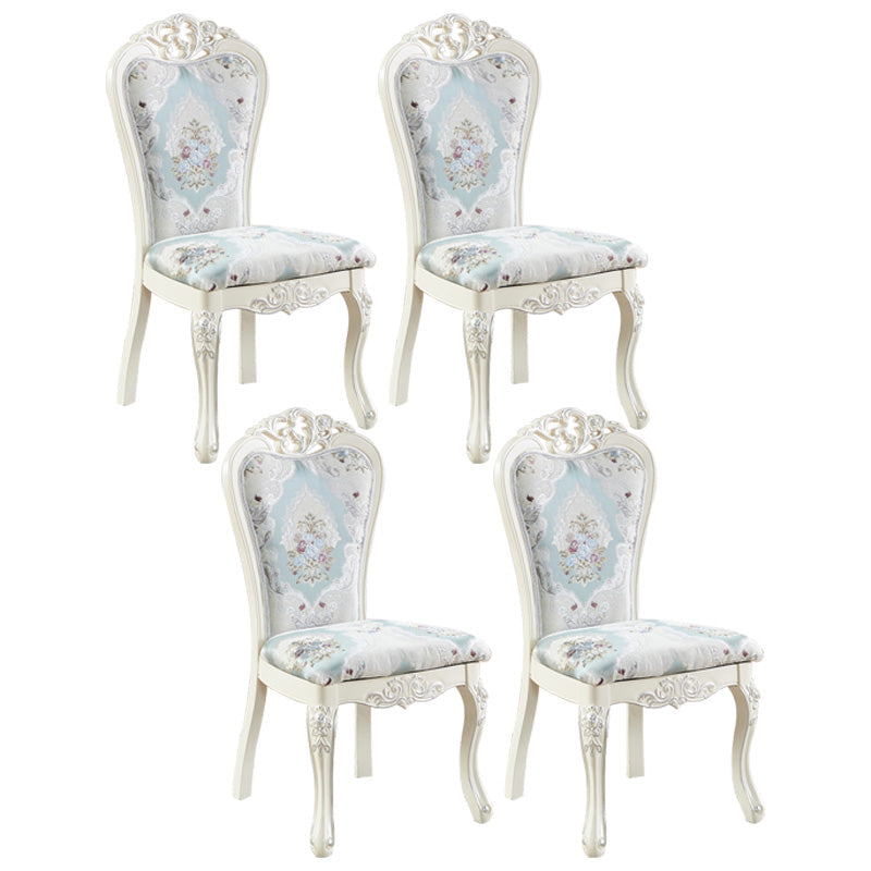 Upholstered European Style Restaurant Side Chair White Open Dining Chair Light Blue 4 Piece Set Clearhalo ' kitchen&dining_furn' 'Dining Chairs' 'Dining Tables & Seating' 'dining_chair' 'furn' 'furn_dining_chair' 'Furniture' 'furniture_dining_chair' 'Kitchen & Dining Furniture' 'kitchen' 3702945
