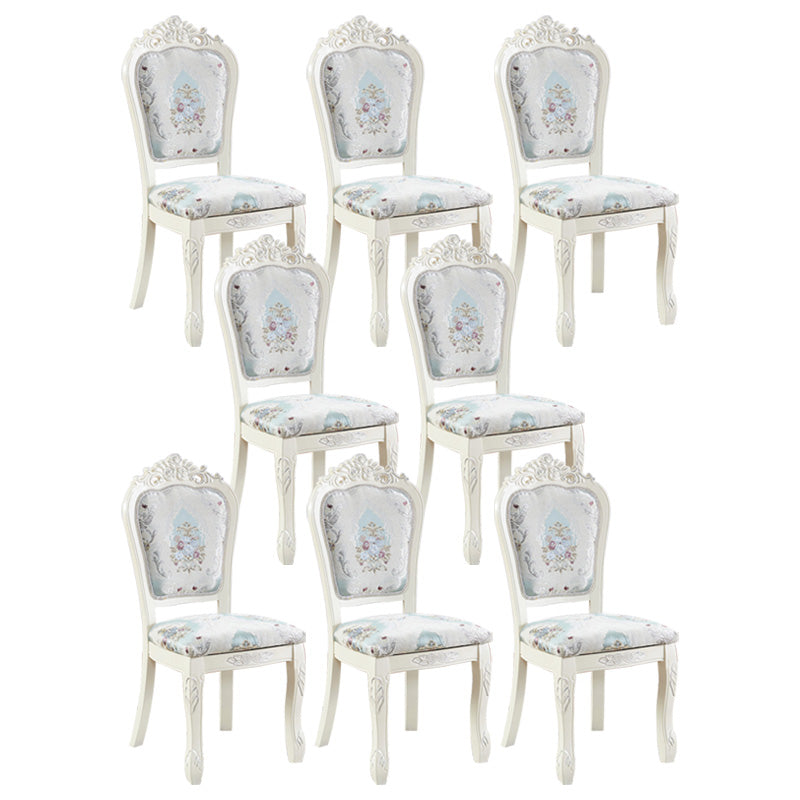 Upholstered European Style Restaurant Side Chair White Open Dining Chair Gloss White 8 Piece Set Clearhalo ' kitchen&dining_furn' 'Dining Chairs' 'Dining Tables & Seating' 'dining_chair' 'furn' 'furn_dining_chair' 'Furniture' 'furniture_dining_chair' 'Kitchen & Dining Furniture' 'kitchen' 3702954