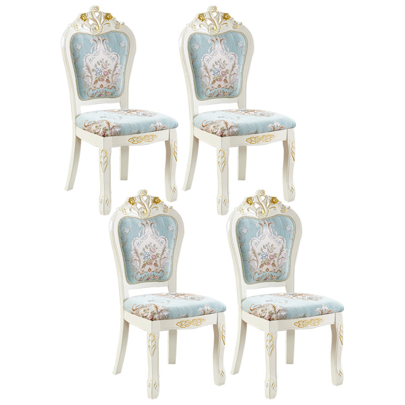 Upholstered European Style Restaurant Side Chair White Open Dining Chair Denim Blue 4 Piece Set Clearhalo ' kitchen&dining_furn' 'Dining Chairs' 'Dining Tables & Seating' 'dining_chair' 'furn' 'furn_dining_chair' 'Furniture' 'furniture_dining_chair' 'Kitchen & Dining Furniture' 'kitchen' 3702965
