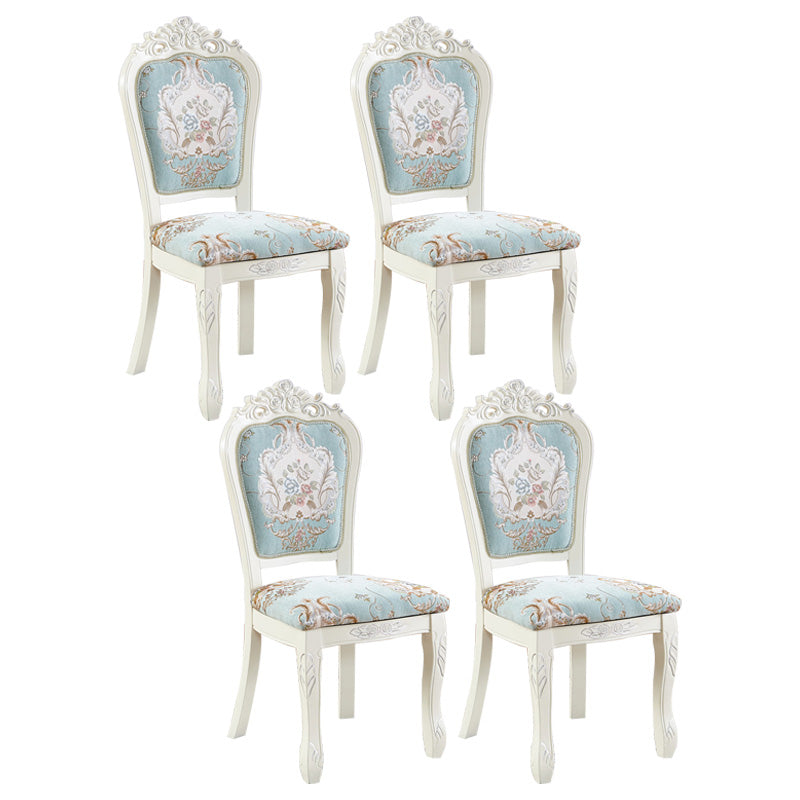 Upholstered European Style Restaurant Side Chair White Open Dining Chair Ocean Blue 4 Piece Set Clearhalo ' kitchen&dining_furn' 'Dining Chairs' 'Dining Tables & Seating' 'dining_chair' 'furn' 'furn_dining_chair' 'Furniture' 'furniture_dining_chair' 'Kitchen & Dining Furniture' 'kitchen' 3702969