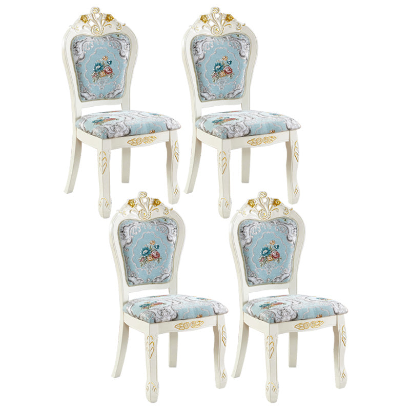 Upholstered European Style Restaurant Side Chair White Open Dining Chair Blue-Green 4 Piece Set Clearhalo ' kitchen&dining_furn' 'Dining Chairs' 'Dining Tables & Seating' 'dining_chair' 'furn' 'furn_dining_chair' 'Furniture' 'furniture_dining_chair' 'Kitchen & Dining Furniture' 'kitchen' 3702975