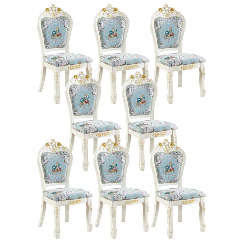 Upholstered European Style Restaurant Side Chair White Open Dining Chair Blue-Green 8 Piece Set Clearhalo ' kitchen&dining_furn' 'Dining Chairs' 'Dining Tables & Seating' 'dining_chair' 'furn' 'furn_dining_chair' 'Furniture' 'furniture_dining_chair' 'Kitchen & Dining Furniture' 'kitchen' 3702976