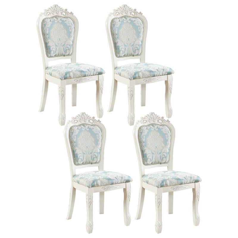 Upholstered European Style Restaurant Side Chair White Open Dining Chair Blue-Silver 4 Piece Set Clearhalo ' kitchen&dining_furn' 'Dining Chairs' 'Dining Tables & Seating' 'dining_chair' 'furn' 'furn_dining_chair' 'Furniture' 'furniture_dining_chair' 'Kitchen & Dining Furniture' 'kitchen' 3702977