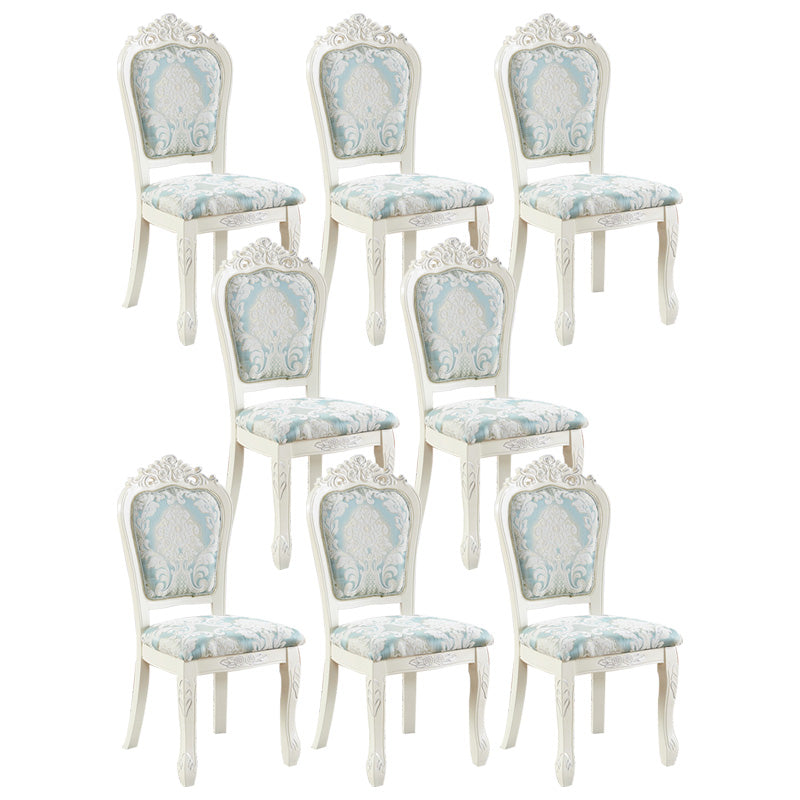 Upholstered European Style Restaurant Side Chair White Open Dining Chair Blue-Silver 8 Piece Set Clearhalo ' kitchen&dining_furn' 'Dining Chairs' 'Dining Tables & Seating' 'dining_chair' 'furn' 'furn_dining_chair' 'Furniture' 'furniture_dining_chair' 'Kitchen & Dining Furniture' 'kitchen' 3702978