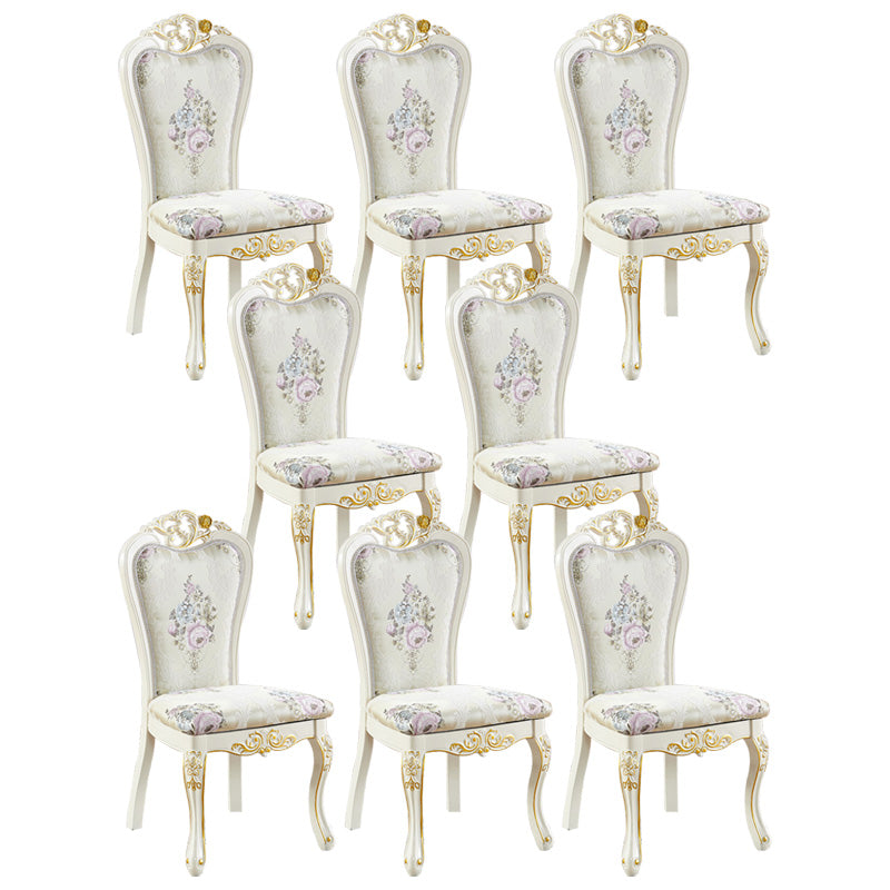 Upholstered European Style Restaurant Side Chair White Open Dining Chair Off-White 8 Piece Set Clearhalo ' kitchen&dining_furn' 'Dining Chairs' 'Dining Tables & Seating' 'dining_chair' 'furn' 'furn_dining_chair' 'Furniture' 'furniture_dining_chair' 'Kitchen & Dining Furniture' 'kitchen' 3702982