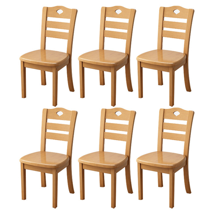 Contemporary Wood Side Chair Armless Ladder Back Dining Chair for Home Use Khaki 6 Piece Set Clearhalo ' kitchen&dining_furn' 'Dining Chairs' 'Dining Tables & Seating' 'dining_chair' 'furn' 'furn_dining_chair' 'Furniture' 'furniture_dining_chair' 'Kitchen & Dining Furniture' 'kitchen' 3702994