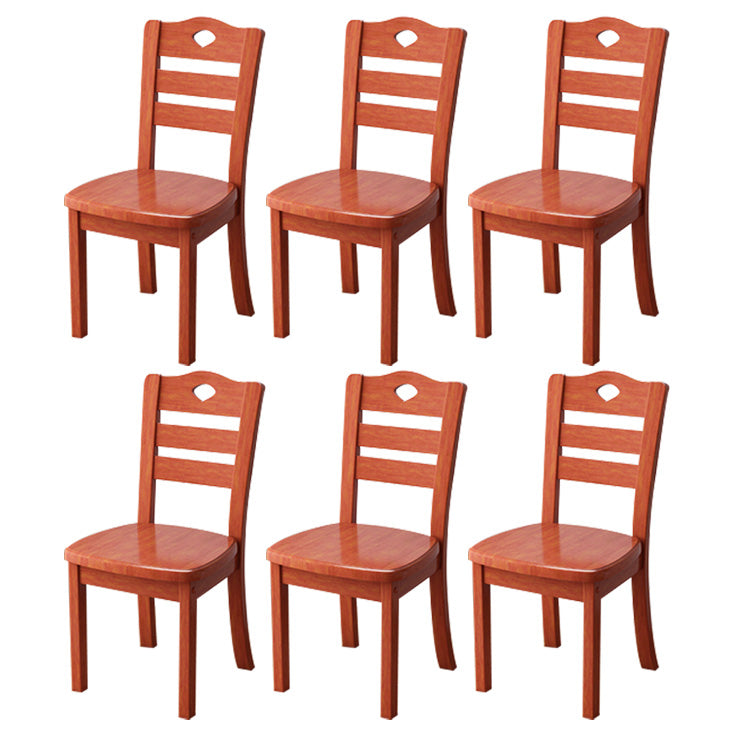 Contemporary Wood Side Chair Armless Ladder Back Dining Chair for Home Use Red Brown 6 Piece Set Clearhalo ' kitchen&dining_furn' 'Dining Chairs' 'Dining Tables & Seating' 'dining_chair' 'furn' 'furn_dining_chair' 'Furniture' 'furniture_dining_chair' 'Kitchen & Dining Furniture' 'kitchen' 3703000