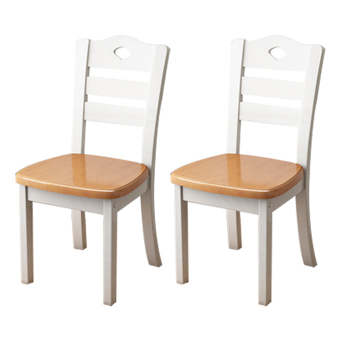 Contemporary Wood Side Chair Armless Ladder Back Dining Chair for Home Use Khaki-White 2 Piece Set Clearhalo ' kitchen&dining_furn' 'Dining Chairs' 'Dining Tables & Seating' 'dining_chair' 'furn' 'furn_dining_chair' 'Furniture' 'furniture_dining_chair' 'Kitchen & Dining Furniture' 'kitchen' 3703002