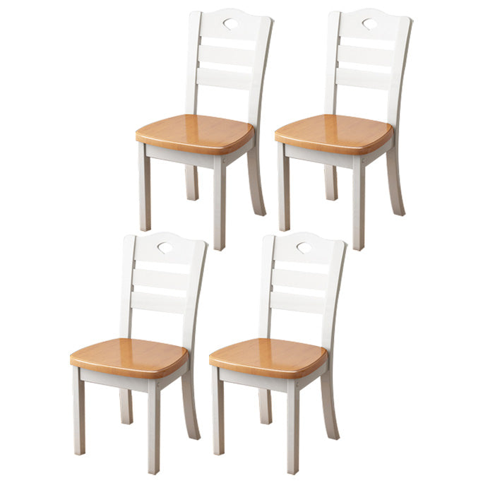 Contemporary Wood Side Chair Armless Ladder Back Dining Chair for Home Use Khaki-White 4 Piece Set Clearhalo ' kitchen&dining_furn' 'Dining Chairs' 'Dining Tables & Seating' 'dining_chair' 'furn' 'furn_dining_chair' 'Furniture' 'furniture_dining_chair' 'Kitchen & Dining Furniture' 'kitchen' 3703003