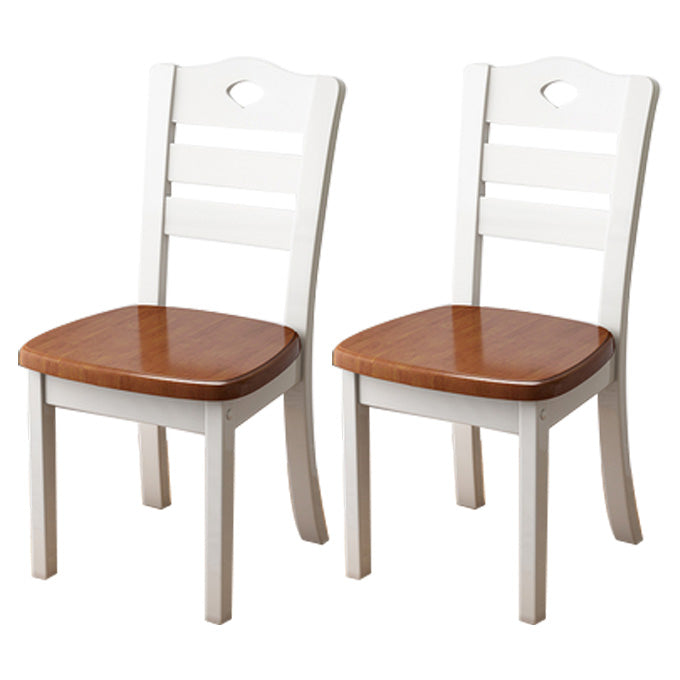 Contemporary Wood Side Chair Armless Ladder Back Dining Chair for Home Use White-Brown 2 Piece Set Clearhalo ' kitchen&dining_furn' 'Dining Chairs' 'Dining Tables & Seating' 'dining_chair' 'furn' 'furn_dining_chair' 'Furniture' 'furniture_dining_chair' 'Kitchen & Dining Furniture' 'kitchen' 3703005