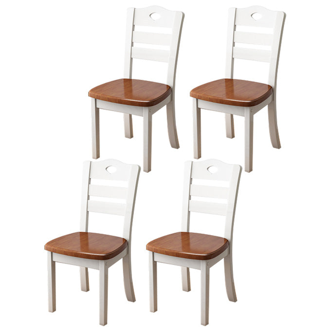 Contemporary Wood Side Chair Armless Ladder Back Dining Chair for Home Use White-Brown 4 Piece Set Clearhalo ' kitchen&dining_furn' 'Dining Chairs' 'Dining Tables & Seating' 'dining_chair' 'furn' 'furn_dining_chair' 'Furniture' 'furniture_dining_chair' 'Kitchen & Dining Furniture' 'kitchen' 3703006