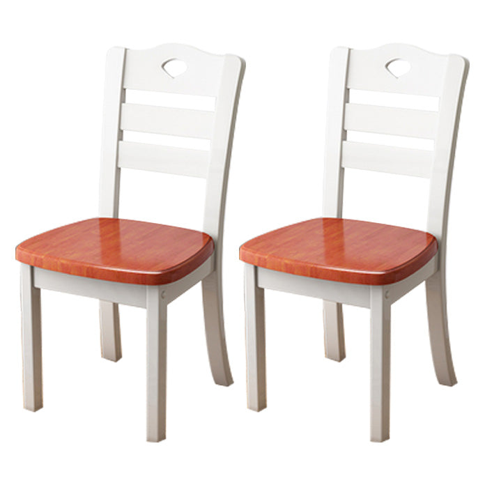 Contemporary Wood Side Chair Armless Ladder Back Dining Chair for Home Use White-Copper 2 Piece Set Clearhalo ' kitchen&dining_furn' 'Dining Chairs' 'Dining Tables & Seating' 'dining_chair' 'furn' 'furn_dining_chair' 'Furniture' 'furniture_dining_chair' 'Kitchen & Dining Furniture' 'kitchen' 3703008