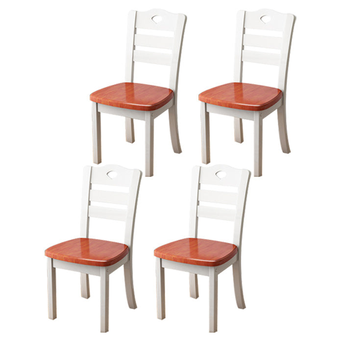 Contemporary Wood Side Chair Armless Ladder Back Dining Chair for Home Use White-Copper 4 Piece Set Clearhalo ' kitchen&dining_furn' 'Dining Chairs' 'Dining Tables & Seating' 'dining_chair' 'furn' 'furn_dining_chair' 'Furniture' 'furniture_dining_chair' 'Kitchen & Dining Furniture' 'kitchen' 3703009