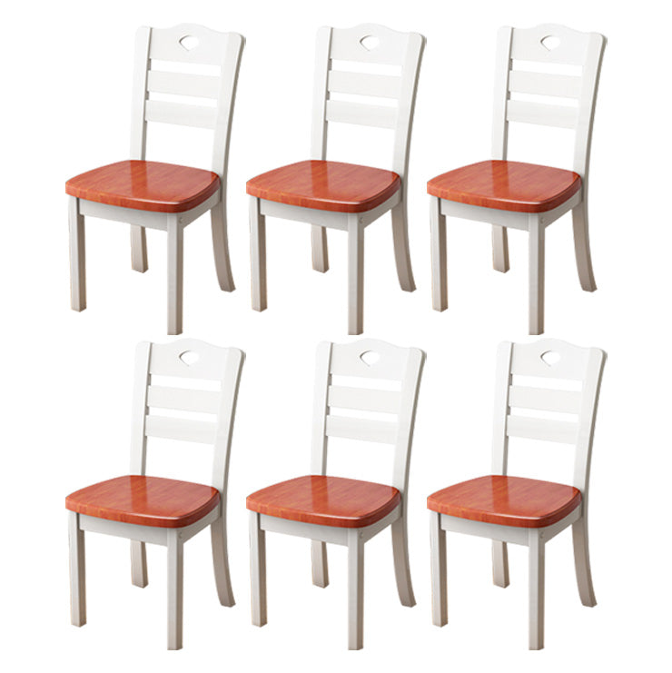 Contemporary Wood Side Chair Armless Ladder Back Dining Chair for Home Use White-Copper 6 Piece Set Clearhalo ' kitchen&dining_furn' 'Dining Chairs' 'Dining Tables & Seating' 'dining_chair' 'furn' 'furn_dining_chair' 'Furniture' 'furniture_dining_chair' 'Kitchen & Dining Furniture' 'kitchen' 3703010