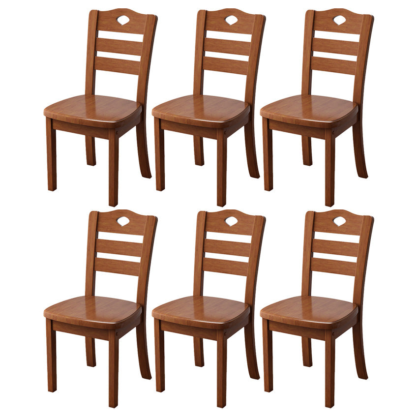 Contemporary Wood Side Chair Armless Ladder Back Dining Chair for Home Use Walnut 6 Piece Set Clearhalo ' kitchen&dining_furn' 'Dining Chairs' 'Dining Tables & Seating' 'dining_chair' 'furn' 'furn_dining_chair' 'Furniture' 'furniture_dining_chair' 'Kitchen & Dining Furniture' 'kitchen' 3703016