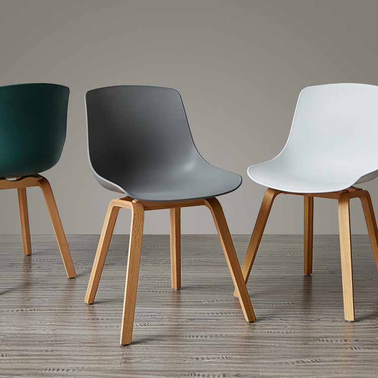 Contemporary Style Dining Room Chairs Solid Armless Chair with Wooden Legs Clearhalo ' kitchen&dining_furn' 'Dining Chairs' 'Dining Tables & Seating' 'dining_chair' 'Furniture' 'furniture_dining_chair' 'Kitchen & Dining Furniture' 'kitchen' 3703017