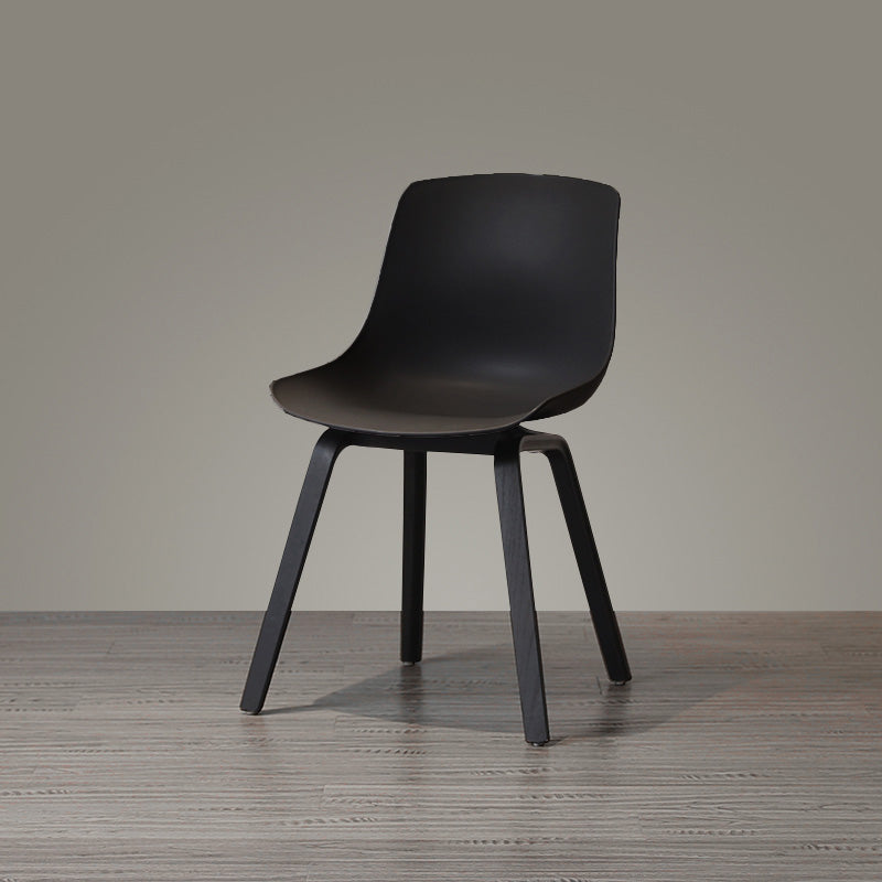 Contemporary Style Dining Room Chairs Solid Armless Chair with Wooden Legs Black Black 1 Piece Clearhalo ' kitchen&dining_furn' 'Dining Chairs' 'Dining Tables & Seating' 'dining_chair' 'Furniture' 'furniture_dining_chair' 'Kitchen & Dining Furniture' 'kitchen' 3703018