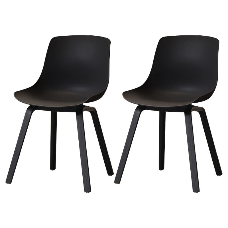 Contemporary Style Dining Room Chairs Solid Armless Chair with Wooden Legs Black Black Set of 2 Clearhalo ' kitchen&dining_furn' 'Dining Chairs' 'Dining Tables & Seating' 'dining_chair' 'Furniture' 'furniture_dining_chair' 'Kitchen & Dining Furniture' 'kitchen' 3703020