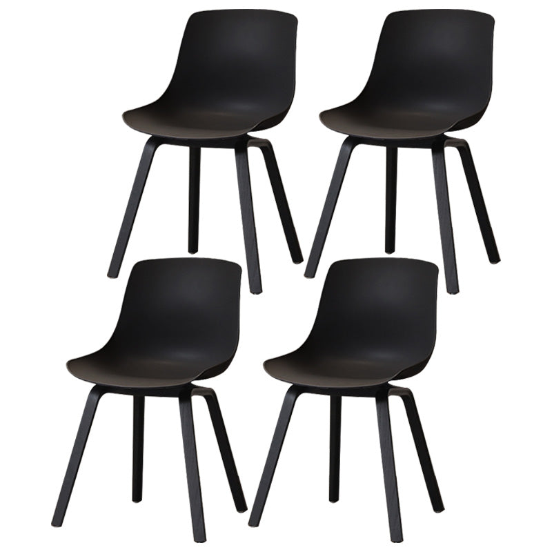 Contemporary Style Dining Room Chairs Solid Armless Chair with Wooden Legs Black Black Set of 4 Clearhalo ' kitchen&dining_furn' 'Dining Chairs' 'Dining Tables & Seating' 'dining_chair' 'Furniture' 'furniture_dining_chair' 'Kitchen & Dining Furniture' 'kitchen' 3703021