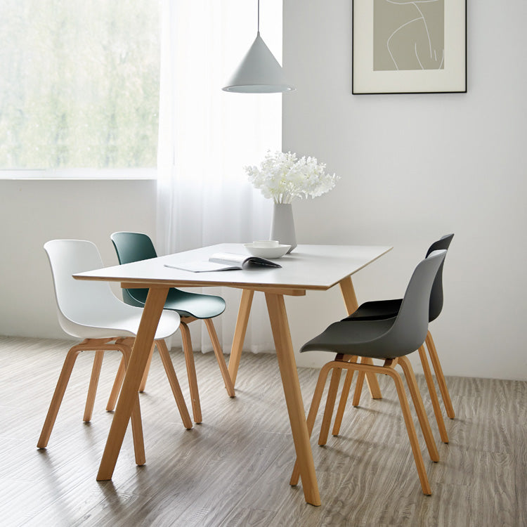 Contemporary Style Dining Room Chairs Solid Armless Chair with Wooden Legs Clearhalo ' kitchen&dining_furn' 'Dining Chairs' 'Dining Tables & Seating' 'dining_chair' 'Furniture' 'furniture_dining_chair' 'Kitchen & Dining Furniture' 'kitchen' 3703022
