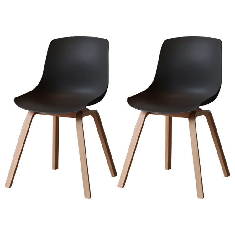 Contemporary Style Dining Room Chairs Solid Armless Chair with Wooden Legs Black Natural Wood Set of 2 Clearhalo ' kitchen&dining_furn' 'Dining Chairs' 'Dining Tables & Seating' 'dining_chair' 'Furniture' 'furniture_dining_chair' 'Kitchen & Dining Furniture' 'kitchen' 3703026