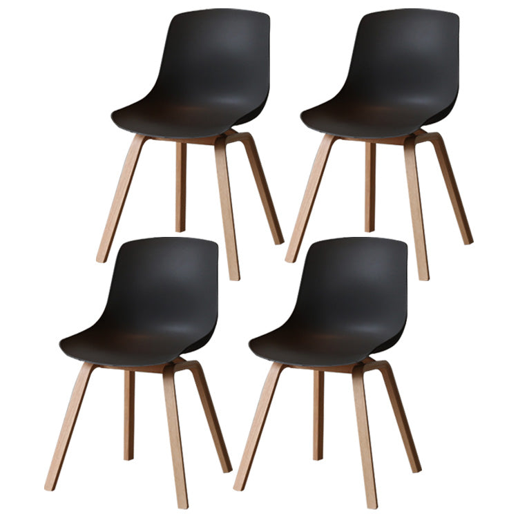 Contemporary Style Dining Room Chairs Solid Armless Chair with Wooden Legs Black Natural Wood Set of 4 Clearhalo ' kitchen&dining_furn' 'Dining Chairs' 'Dining Tables & Seating' 'dining_chair' 'Furniture' 'furniture_dining_chair' 'Kitchen & Dining Furniture' 'kitchen' 3703028
