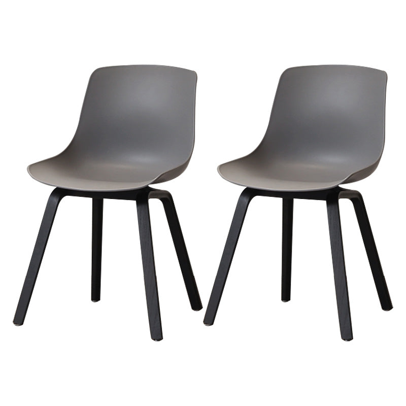 Contemporary Style Dining Room Chairs Solid Armless Chair with Wooden Legs Dark Gray Black Set of 2 Clearhalo ' kitchen&dining_furn' 'Dining Chairs' 'Dining Tables & Seating' 'dining_chair' 'Furniture' 'furniture_dining_chair' 'Kitchen & Dining Furniture' 'kitchen' 3703032