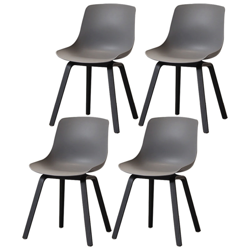 Contemporary Style Dining Room Chairs Solid Armless Chair with Wooden Legs Dark Gray Black Set of 4 Clearhalo ' kitchen&dining_furn' 'Dining Chairs' 'Dining Tables & Seating' 'dining_chair' 'Furniture' 'furniture_dining_chair' 'Kitchen & Dining Furniture' 'kitchen' 3703034