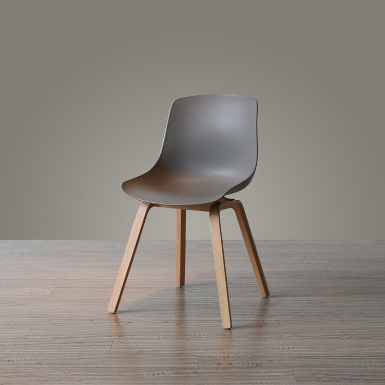 Contemporary Style Dining Room Chairs Solid Armless Chair with Wooden Legs Dark Gray Natural Wood 1 Piece Clearhalo ' kitchen&dining_furn' 'Dining Chairs' 'Dining Tables & Seating' 'dining_chair' 'Furniture' 'furniture_dining_chair' 'Kitchen & Dining Furniture' 'kitchen' 3703036