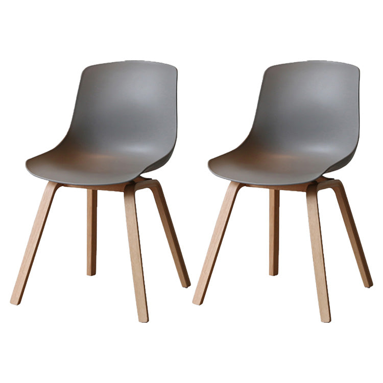Contemporary Style Dining Room Chairs Solid Armless Chair with Wooden Legs Dark Gray Natural Wood Set of 2 Clearhalo ' kitchen&dining_furn' 'Dining Chairs' 'Dining Tables & Seating' 'dining_chair' 'Furniture' 'furniture_dining_chair' 'Kitchen & Dining Furniture' 'kitchen' 3703037