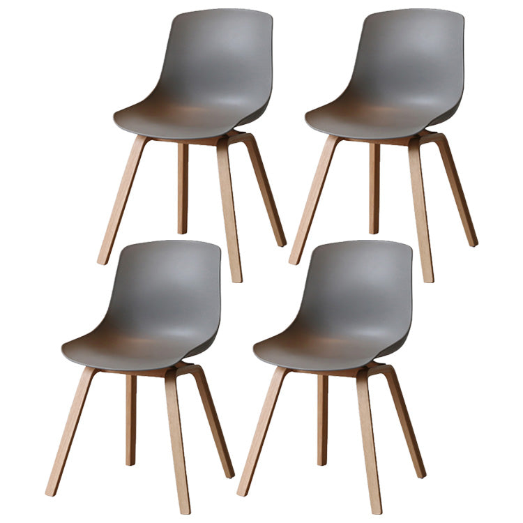Contemporary Style Dining Room Chairs Solid Armless Chair with Wooden Legs Dark Gray Natural Wood Set of 4 Clearhalo ' kitchen&dining_furn' 'Dining Chairs' 'Dining Tables & Seating' 'dining_chair' 'Furniture' 'furniture_dining_chair' 'Kitchen & Dining Furniture' 'kitchen' 3703040