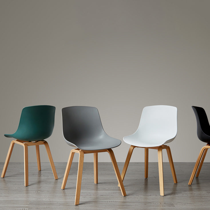 Contemporary Style Dining Room Chairs Solid Armless Chair with Wooden Legs Clearhalo ' kitchen&dining_furn' 'Dining Chairs' 'Dining Tables & Seating' 'dining_chair' 'Furniture' 'furniture_dining_chair' 'Kitchen & Dining Furniture' 'kitchen' 3703041