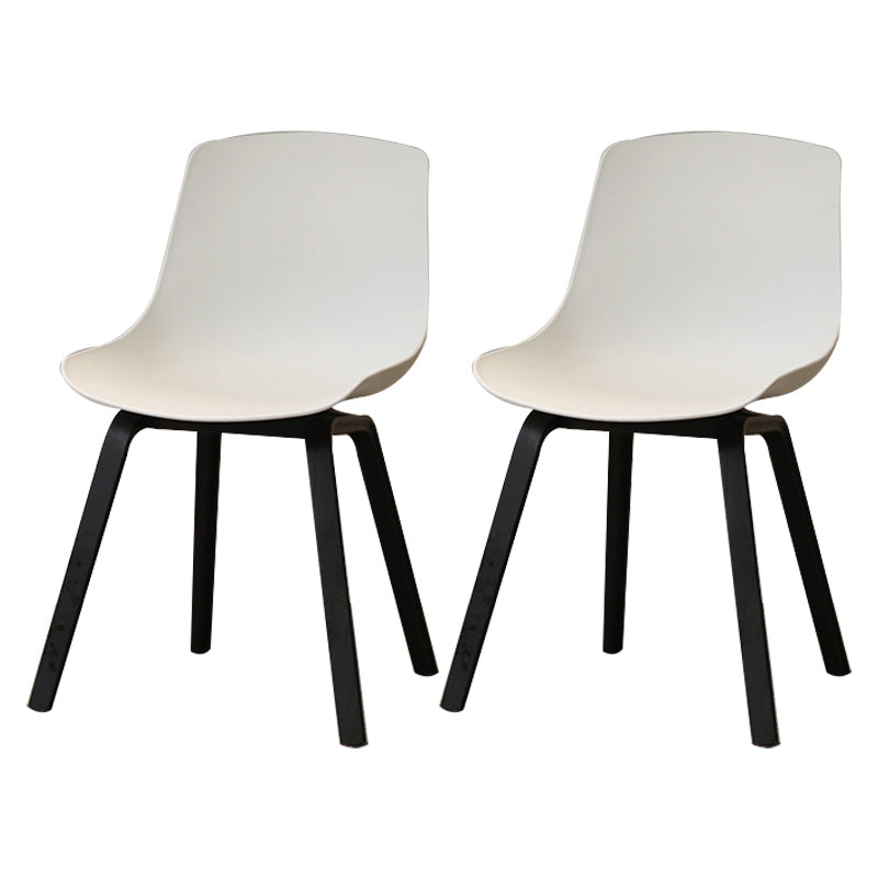 Contemporary Style Dining Room Chairs Solid Armless Chair with Wooden Legs White Black Set of 2 Clearhalo ' kitchen&dining_furn' 'Dining Chairs' 'Dining Tables & Seating' 'dining_chair' 'Furniture' 'furniture_dining_chair' 'Kitchen & Dining Furniture' 'kitchen' 3703043