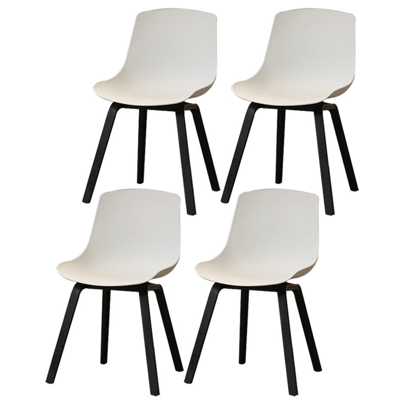 Contemporary Style Dining Room Chairs Solid Armless Chair with Wooden Legs White Black Set of 4 Clearhalo ' kitchen&dining_furn' 'Dining Chairs' 'Dining Tables & Seating' 'dining_chair' 'Furniture' 'furniture_dining_chair' 'Kitchen & Dining Furniture' 'kitchen' 3703044