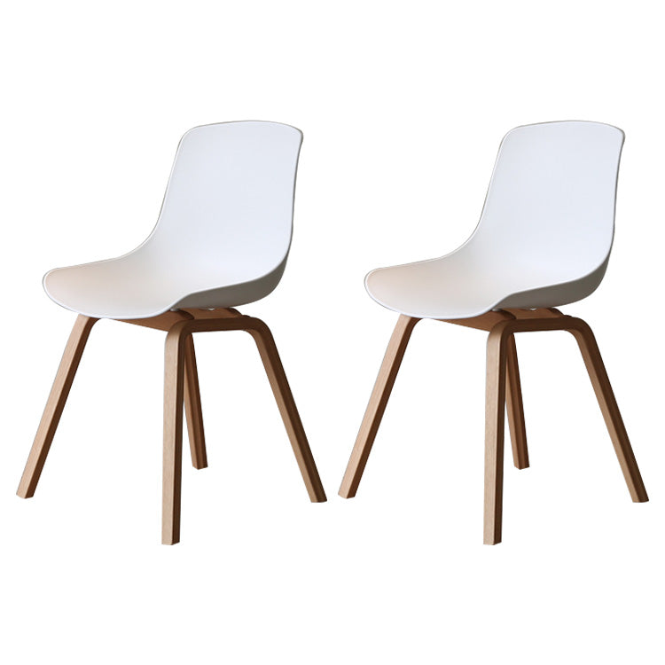 Contemporary Style Dining Room Chairs Solid Armless Chair with Wooden Legs White Natural Wood Set of 2 Clearhalo ' kitchen&dining_furn' 'Dining Chairs' 'Dining Tables & Seating' 'dining_chair' 'Furniture' 'furniture_dining_chair' 'Kitchen & Dining Furniture' 'kitchen' 3703046