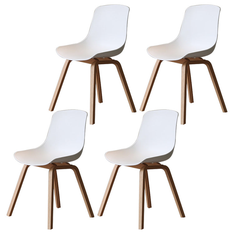 Contemporary Style Dining Room Chairs Solid Armless Chair with Wooden Legs White Natural Wood Set of 4 Clearhalo ' kitchen&dining_furn' 'Dining Chairs' 'Dining Tables & Seating' 'dining_chair' 'Furniture' 'furniture_dining_chair' 'Kitchen & Dining Furniture' 'kitchen' 3703047