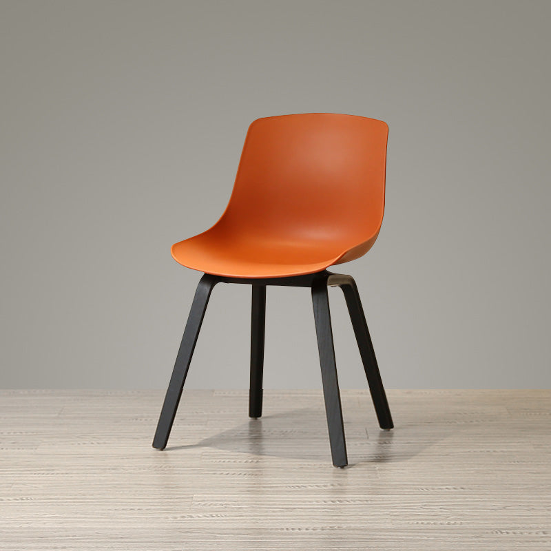 Contemporary Style Dining Room Chairs Solid Armless Chair with Wooden Legs Red Brown Black 1 Piece Clearhalo ' kitchen&dining_furn' 'Dining Chairs' 'Dining Tables & Seating' 'dining_chair' 'Furniture' 'furniture_dining_chair' 'Kitchen & Dining Furniture' 'kitchen' 3703048